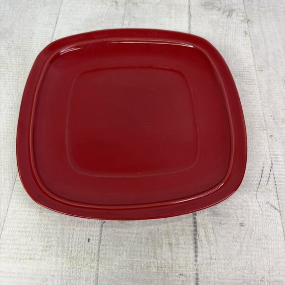 Home Trends CANOPY RED Cranberry Embossed Square Porcelain Salad Plates Set of 3 - Picture 6 of 14